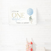 Blauwe ballon, groen, eerste verjaardag Welkom Spandoek (Insitu)