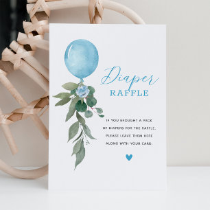Blauwe ballon groen luier Raffle teken Kaart