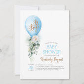Blauwe ballon Het is een Baby shower van een jonge Kaart (Voorkant)
