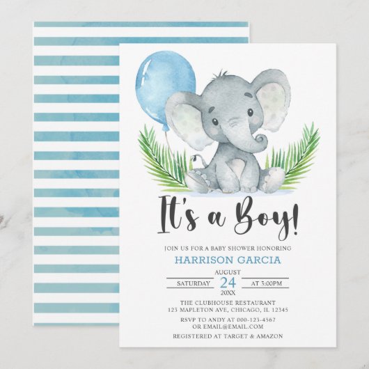 Blauwe ballon Het is een padvinder Baby shower Kaart (Voorkant / Achterkant)