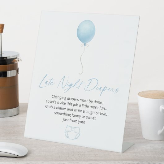 Blauwe ballon Late Night Luiers Reclamebord Met Voetstuk (Insitu)