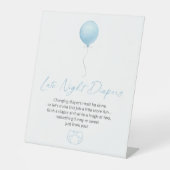 Blauwe ballon Late Night Luiers Reclamebord Met Voetstuk (Voorkant)