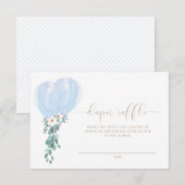 Blauwe Ballon Luier Raffel Ticketkaart Kaart (Voorkant / Achterkant)