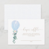 Blauwe ballon luiers raffel ticket kaart (Voorkant / Achterkant)
