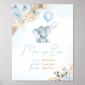 Blauwe Ballon Olifant Baby shower Moeder Osa Bar Poster (Voorkant)