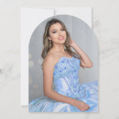 Blauwe ballon Sparkle Quinceañera Foto Kaart (Achterkant)