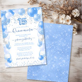 Blauwe ballon Sparkle Quinceañera Kaart