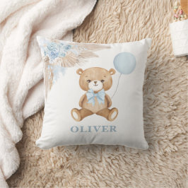 Blauwe ballon Teddy Bear Boho Baby Boy Nursery Kussen