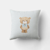 Blauwe ballon Teddy Bear Boho Baby Boy Nursery Kussen (Achterkant)