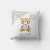 Blauwe ballon Teddy Bear Boho Baby Boy Nursery Kussen (Voorkant)