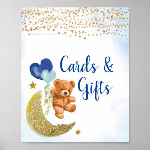 Blauwe ballon Teddy Bear Cards en Gifts Poster
