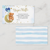Blauwe ballon Teddy Bear Diaper Raffle Informatiekaartje (Voorkant / Achterkant)