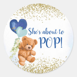 Blauwe ballon Teddy Bear Ronde Sticker