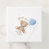 Blauwe ballon Teddy Bear thema | Jongen Baby showe Bedankjes Labels (In situ)