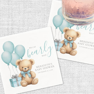 Blauwe ballon teddybeer babyshower servet
