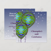 Blauwe ballon uitnodiging (Voorkant / Achterkant)