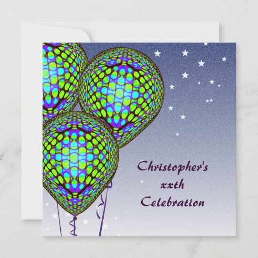 Blauwe ballon uitnodiging (Voorkant)