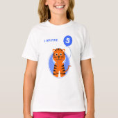 Blauwe ballon vijfde verjaardag tijger t-shirt (Voorkant)