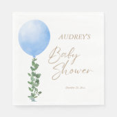 Blauwe ballon Waterverf Baby Boy Shower Oh Boy Servet (Voorkant)