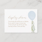 Blauwe ballon Waterverf Eucalyptus Display Shower Informatiekaartje (Voorkant)