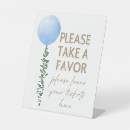 Blauwe Ballon Waterverf Jongen Baby shower Pedesta Reclamebord Met Voetstuk