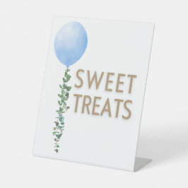 Blauwe Ballon Waterverf Jongen Baby shower Pedesta Reclamebord Met Voetstuk