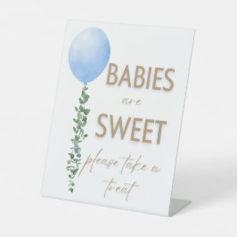 Blauwe Ballon Waterverf Jongen Baby shower Pedesta Reclamebord Met Voetstuk