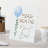 Blauwe Ballon Waterverf Jongen Baby shower Pedesta Reclamebord Met Voetstuk (Insitu)