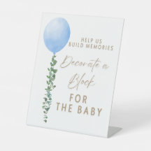 Blauwe Ballon Waterverf Jongen Baby shower Pedesta