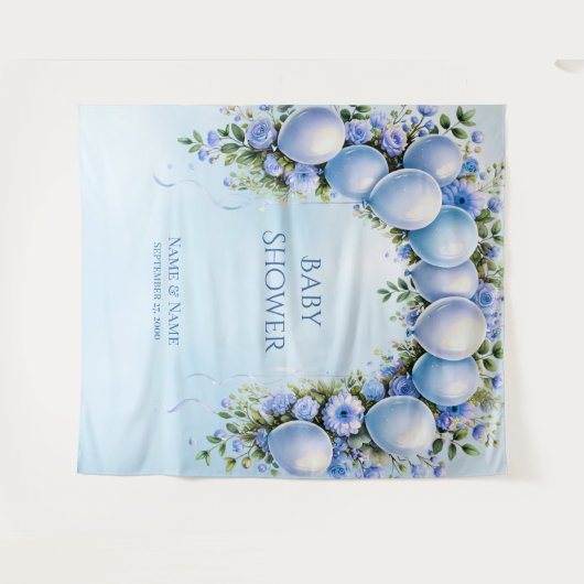 Blauwe ballonnen achtergrond wandkleed (Voorkant (horizontaal))