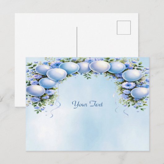 Blauwe Ballonnen Ansichtkaart Briefkaart (Voorkant / Achterkant)