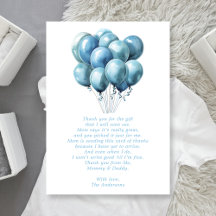 Blauwe Ballonnen Aquarel Jongen Baby Shower Dank J