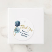 Blauwe ballonnen baby shower jongen bedankjes labels (In situ)