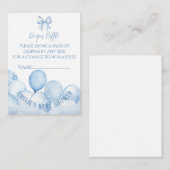 Blauwe ballonnen Baby shower luier Raffle Informatiekaartje (Voorkant / Achterkant)