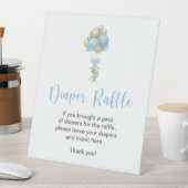 Blauwe ballonnen Baby shower luier Raffle Reclamebord Met Voetstuk (Insitu)