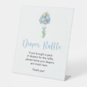 Blauwe ballonnen Baby shower luier Raffle Reclamebord Met Voetstuk (Voorkant)