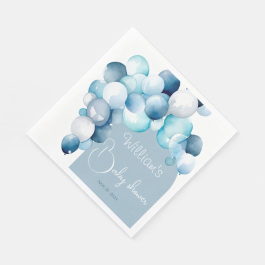 Blauwe ballonnen boog baby shower servet (Hoek)