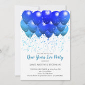 Blauwe ballonnen Confetti White nieuwjaarsfeest Kaart (Voorkant)