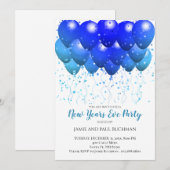 Blauwe ballonnen Confetti White nieuwjaarsfeest Kaart (Voorkant / Achterkant)