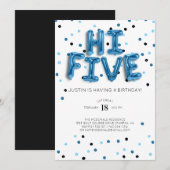 Blauwe ballonnen | Dag vijf, vijfde verjaardag Kaart (Voorkant / Achterkant)