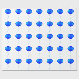 Blauwe ballonnen die papier verpakken