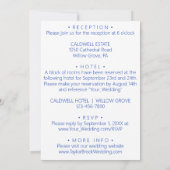 Blauwe ballonnen. Elegant trouwkaart. Kaart (Achterkant)