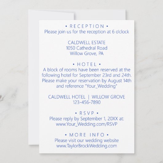 Blauwe ballonnen. Elegant trouwkaart. Kaart (Achterkant)