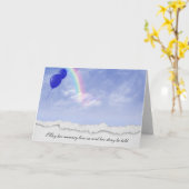 blauwe ballonnen en sympathie voor de regenboog kaart (Gele Bloem)