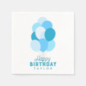 Blauwe Ballonnen Gefeliciteerd Servet (Voorkant)