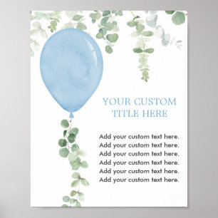 Blauwe ballonnen groen aangepaste teken maken uw e poster