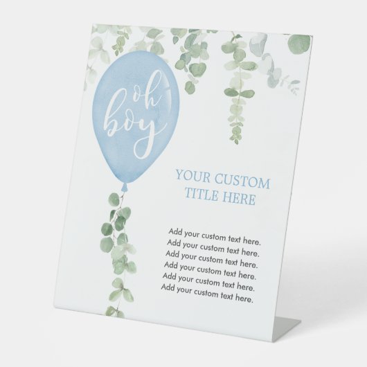 Blauwe ballonnen groen aangepaste teken maken uw e reclamebord met voetstuk (Voorkant)