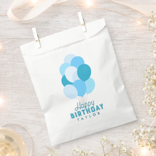 Blauwe ballonnen Happy Birthday Bedankzakje (Geknipt)