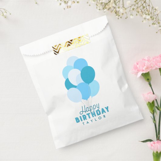 Blauwe ballonnen Happy Birthday Bedankzakje (Gezegeld)