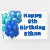 Blauwe ballonnen Happy Birthday Boys Party Spandoek (Horizontaal)